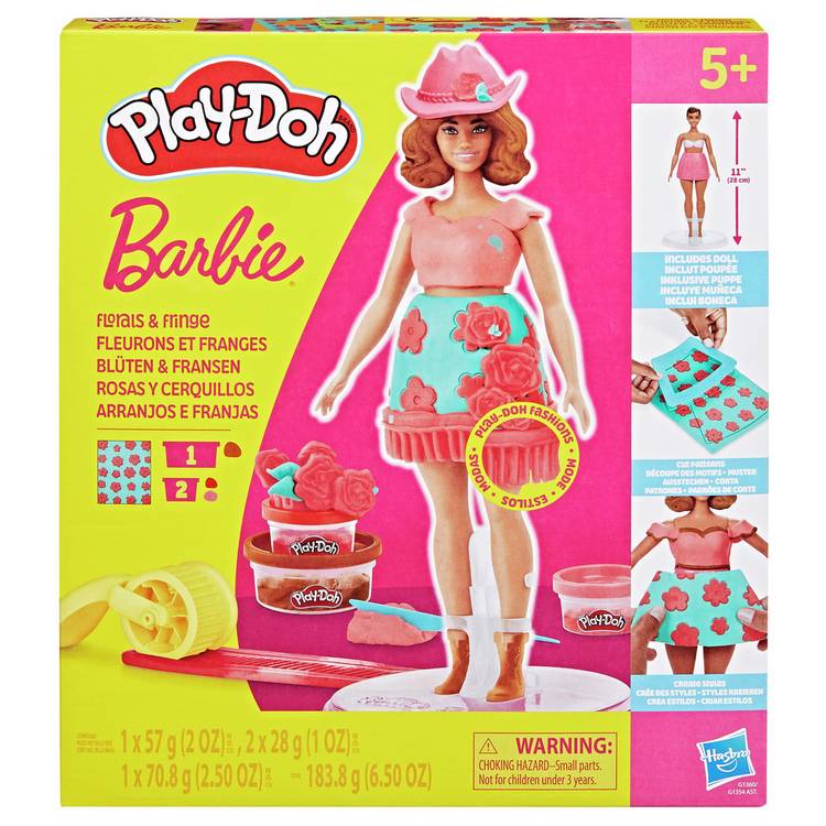 Play-Doh Barbie craft set Florals and Fringe with 3 tubs, imported from the UK