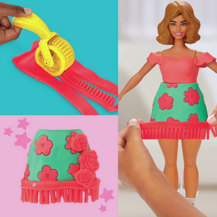 Play-Doh Barbie craft set Florals and Fringe with 3 tubs, imported from the UK