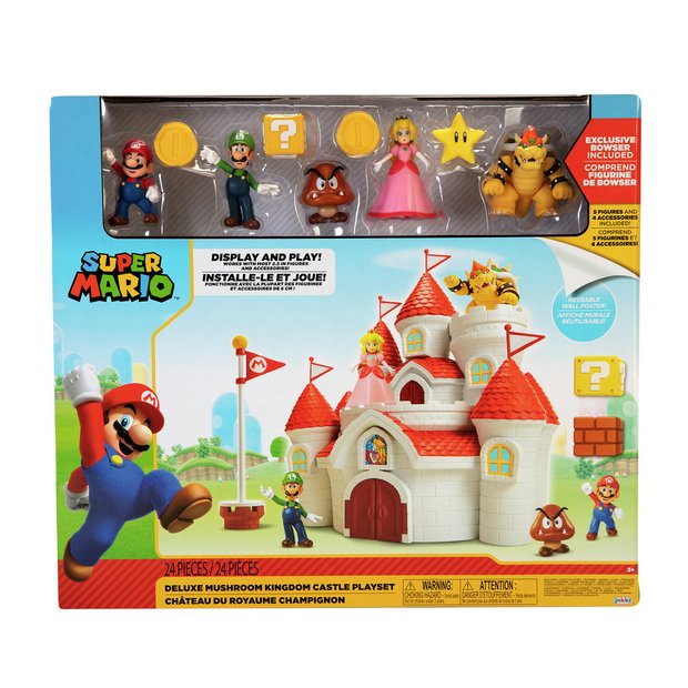Super Mario Mushroom Kingdom figures playset with Bowser (British brand)