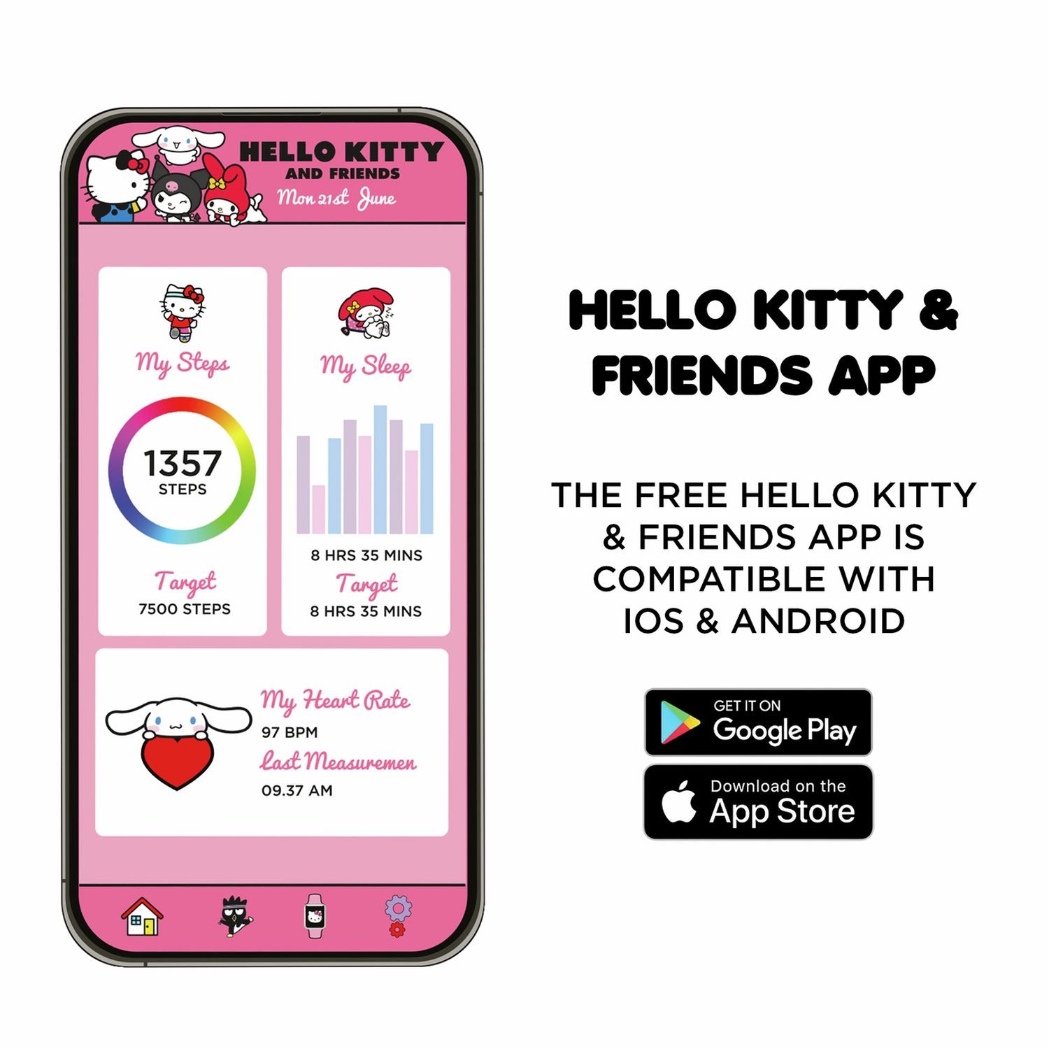 Hello Kitty kids pink smart watch one size, UK version