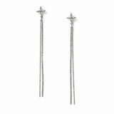 Freedom silver crystal long drop earrings 60mm, UK version