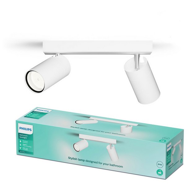 Philips Idris metal bathroom spotlight in white, imported from the UK