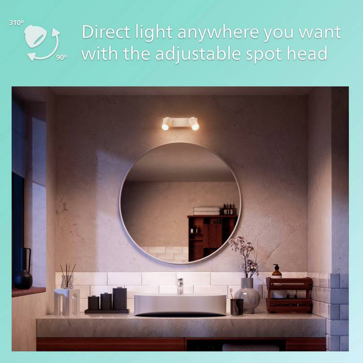 Philips Idris metal bathroom spotlight in white, imported from the UK