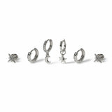 Freedom silver star moon earrings set of 6 - British product