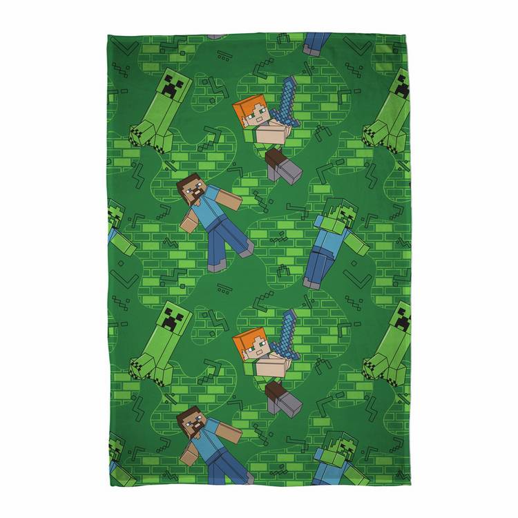 Minecraft fleece throw green design 150x100cm, UK version
