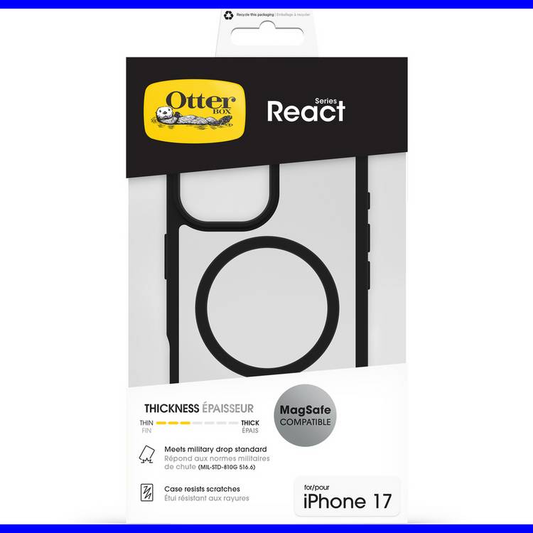 OtterBox React MagSafe phone case in black, UK version