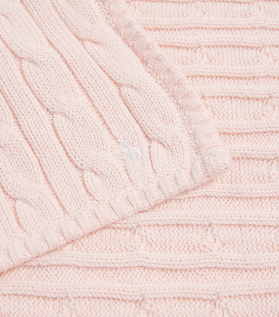 Ralph Lauren cotton cable-knit baby blanket with Polo Pony, UK version