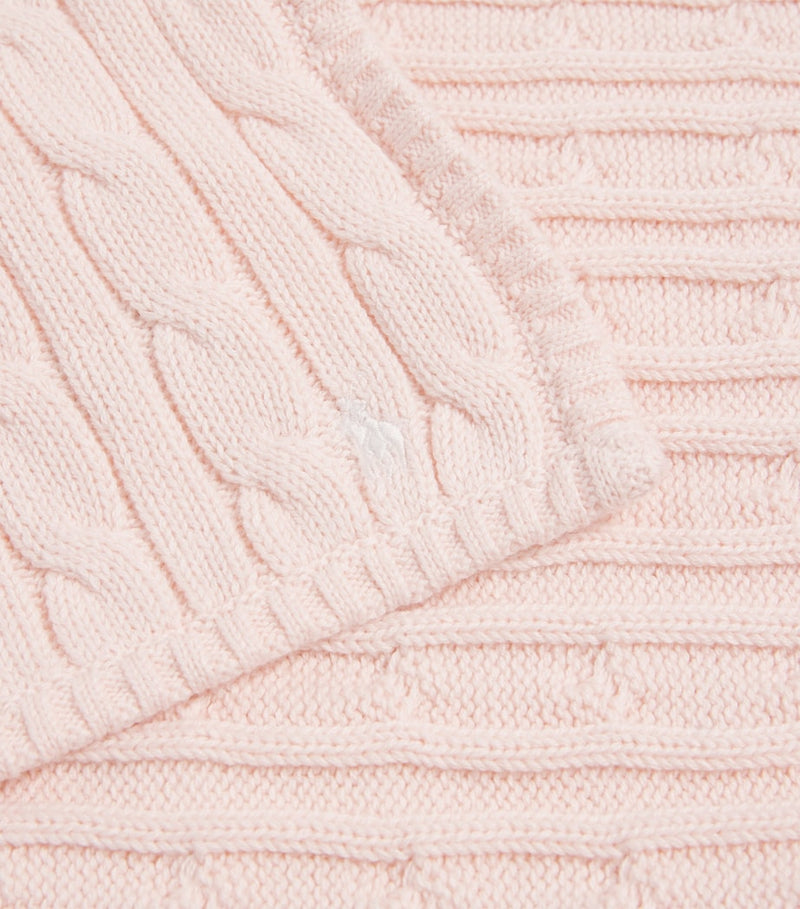 Ralph Lauren cotton cable-knit baby blanket with Polo Pony, UK version