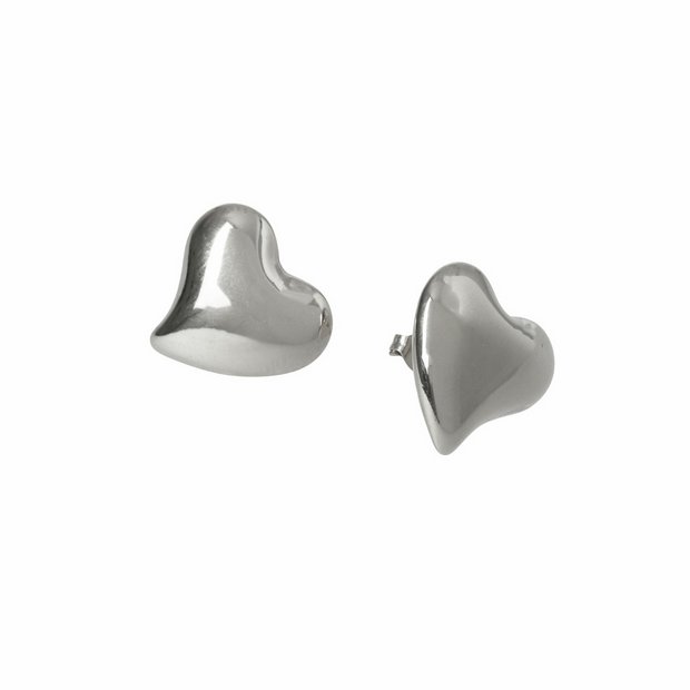 Liars & Lover heart stud earrings silver-tone 21mm, imported from the UK