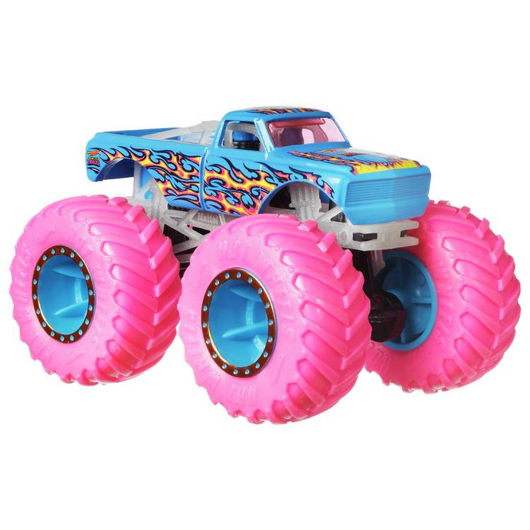 Hot Wheels Monster Trucks 10-Pack glow-in-the-dark toy cars, imported from the UK