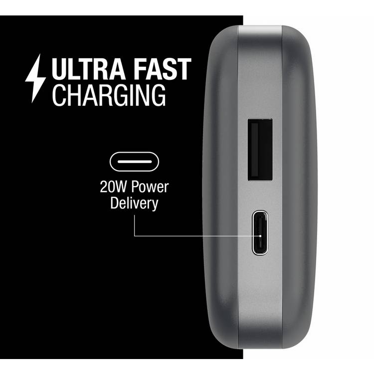 Fresh 'n Rebel power bank grey 10000mAh, imported from the UK