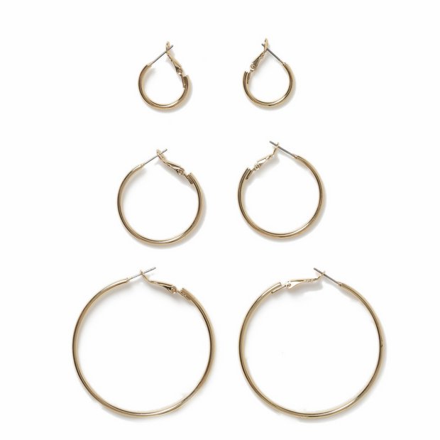 Freedom gold-tone hoop earrings pack of 6 - British product