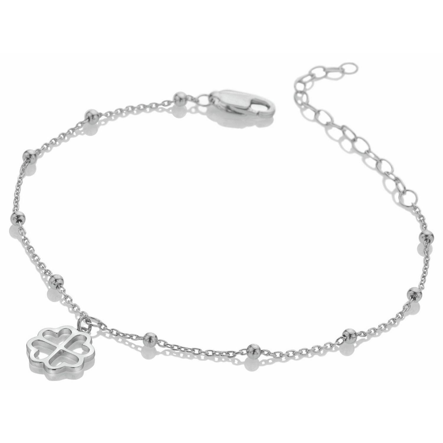 Hot Diamonds sterling silver clover charm bracelet 20cm - British product