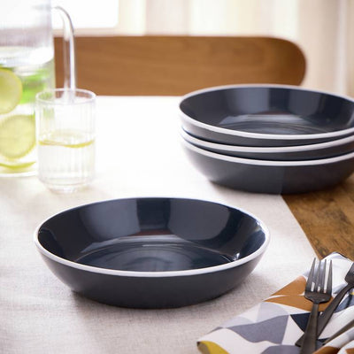 Argos Argos Home White Rim 4 Piece Stoneware Pasta Bowl - Charcoal 23cm- Buy online at McGrocer