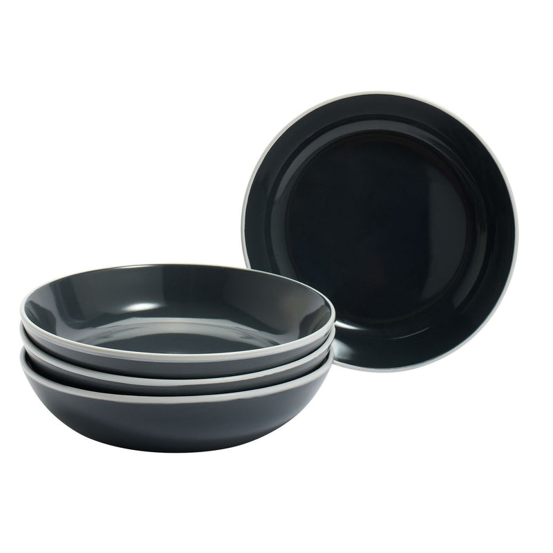 Argos Home pasta bowls set charcoal white rim, UK version