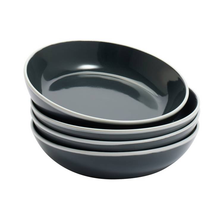 Argos Home pasta bowls set charcoal white rim, UK version