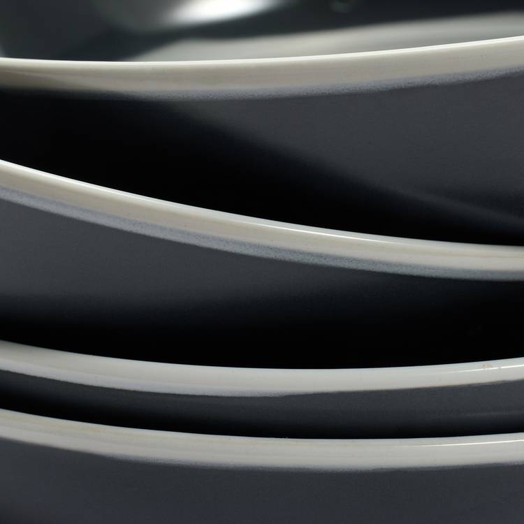Argos Home pasta bowls set charcoal white rim, UK version