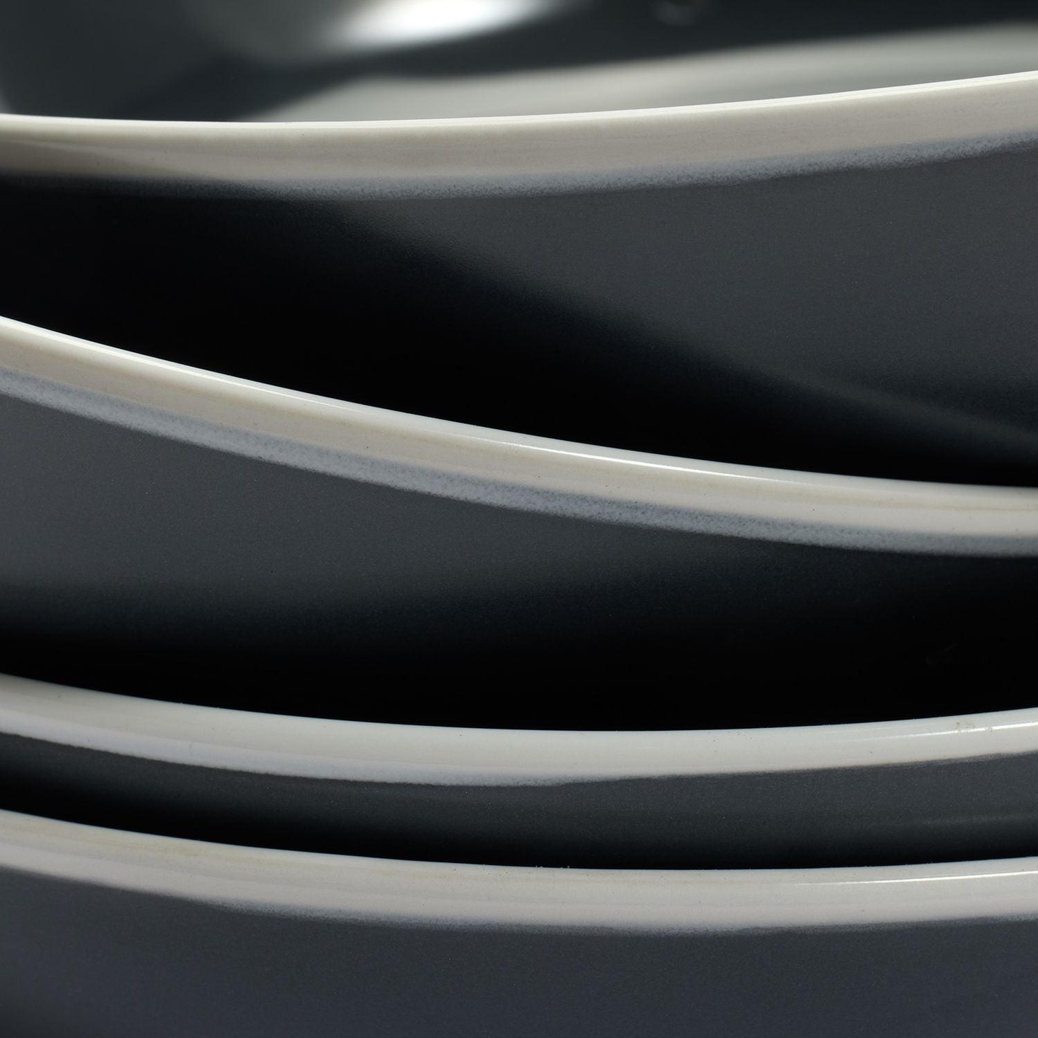 Argos Home pasta bowls set charcoal white rim, UK version