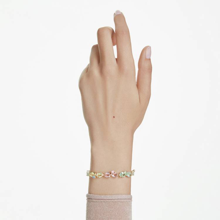 Swarovski gold-tone plated crystal tennis bracelet 15.5cm (British brand)