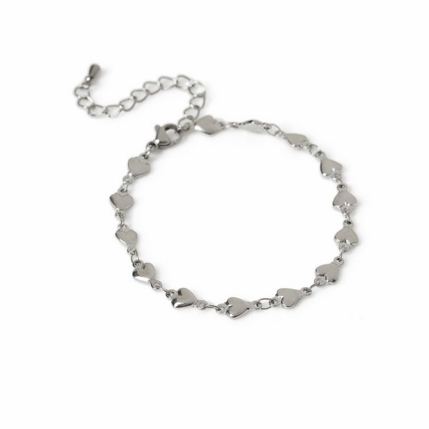 Freedom stainless steel silver tone heart bracelet 24cm (British brand)