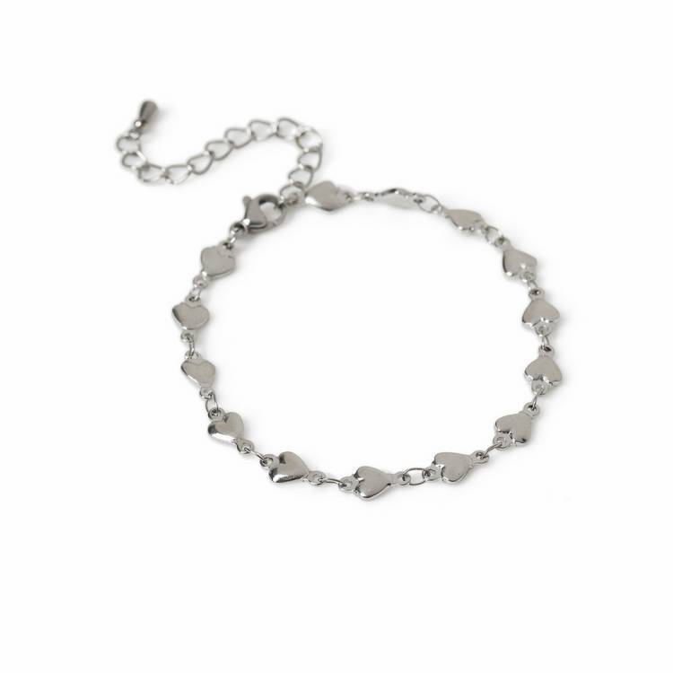 Freedom stainless steel silver tone heart bracelet 24cm (British brand)