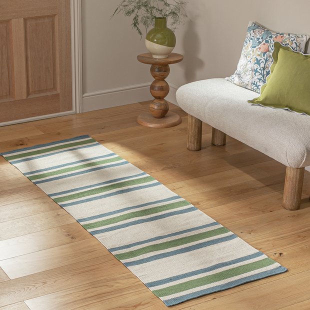 Habitat stripe green flatweave runner 66x200cm (British brand)