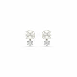 Swarovski rhodium plated crystal pearl matrix stud earrings 10mm drop - British product