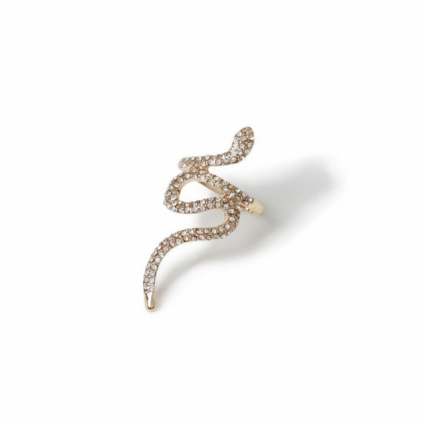 Freedom gold snake crystal ring large, UK version
