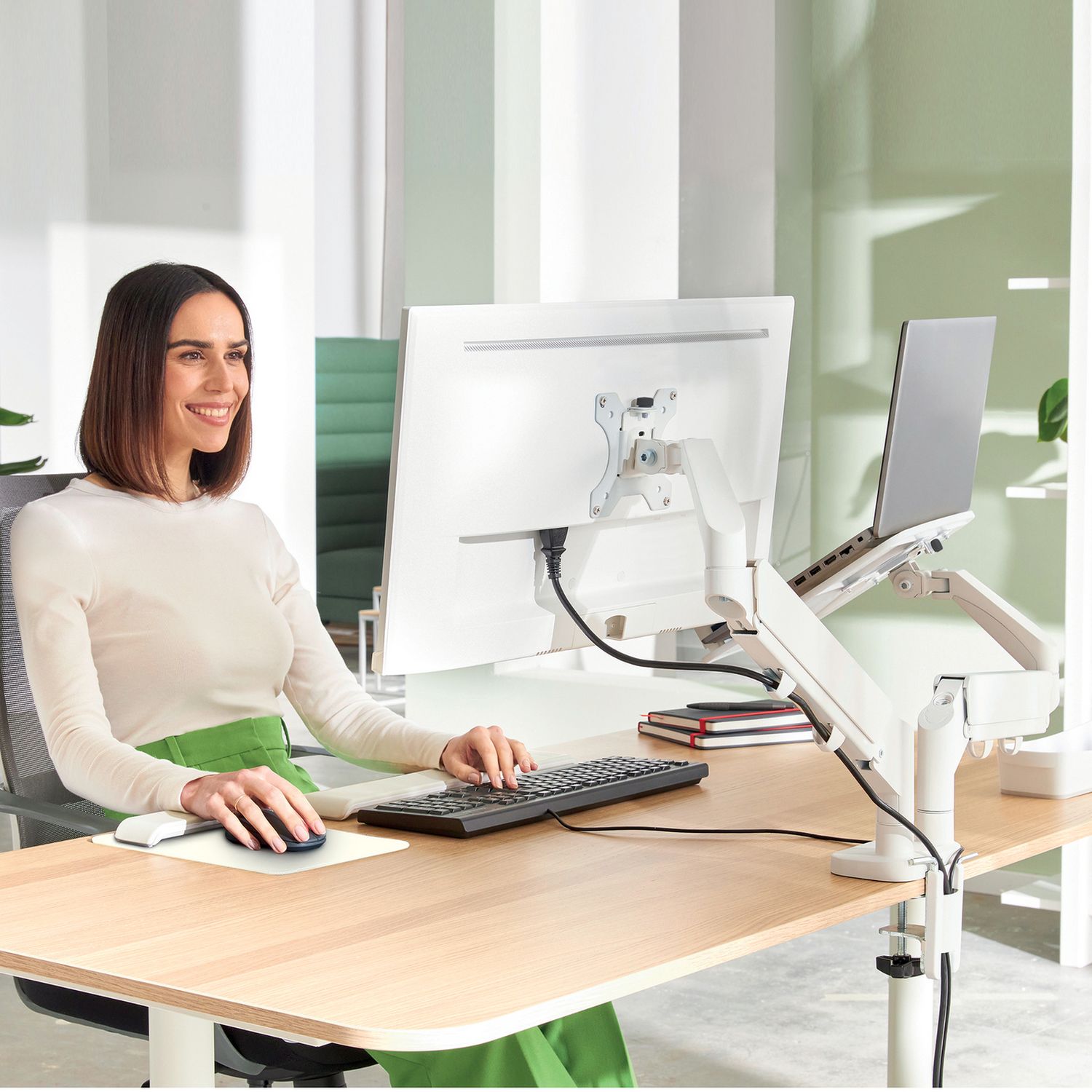 Leitz Ergo monitor laptop arm light grey adjustable, imported from the UK