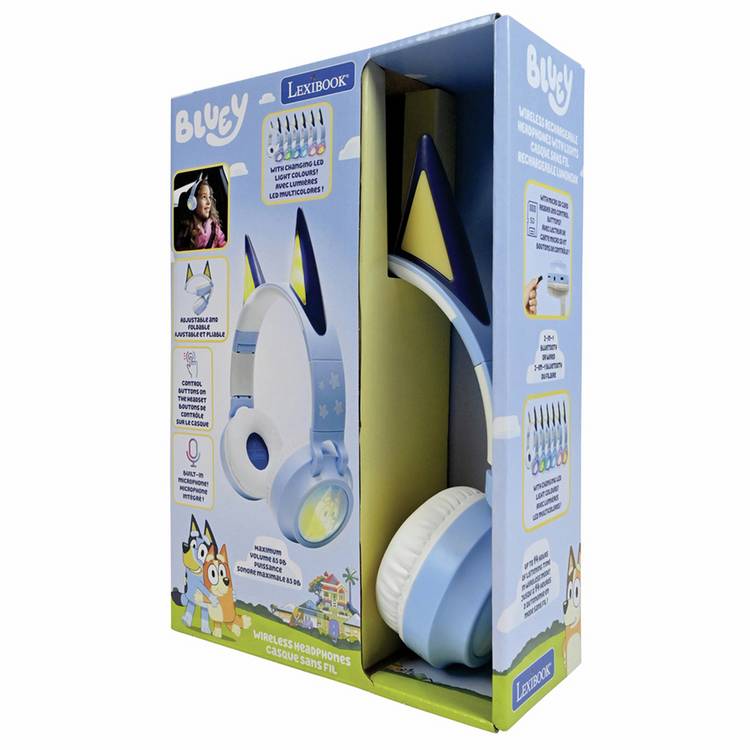Bluey Bluetooth headphones with light effects - British product