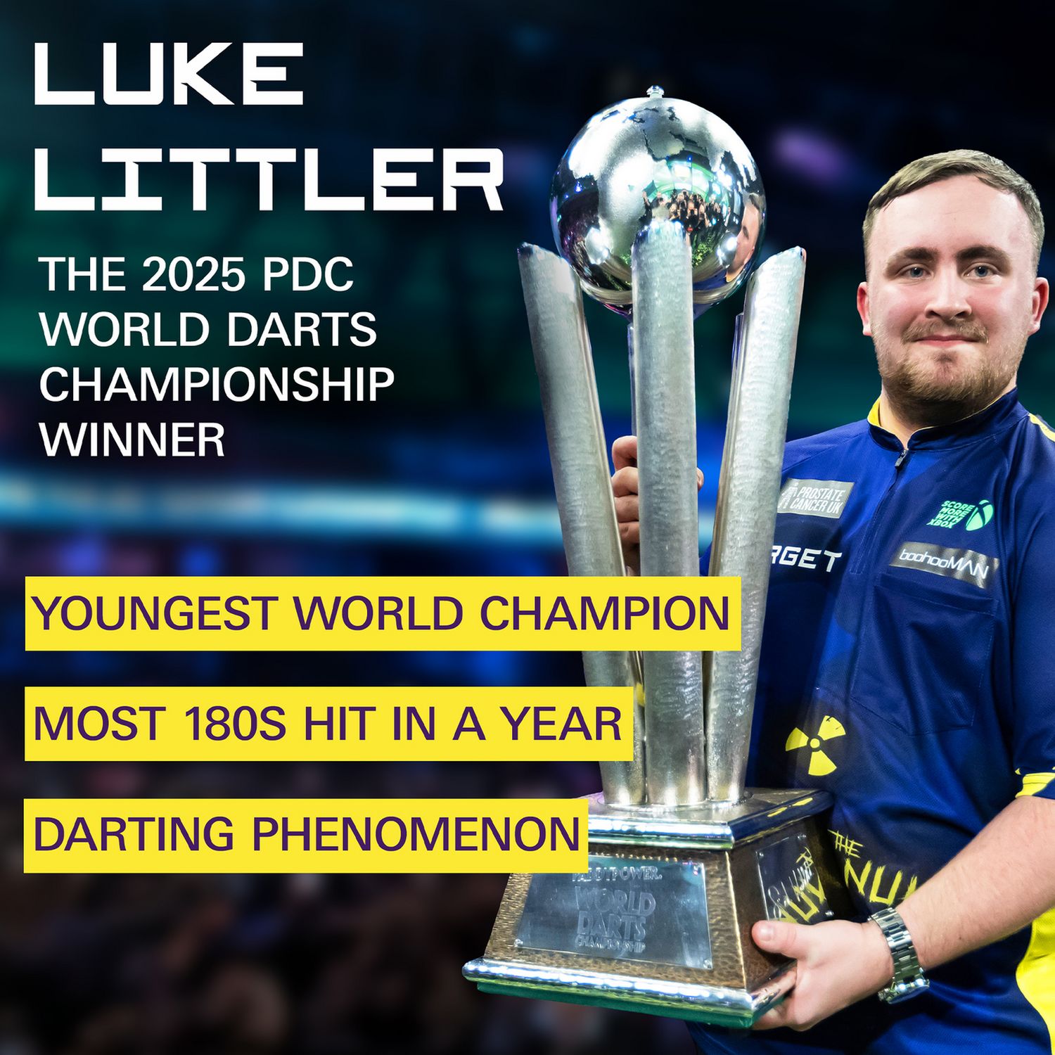 Luke Littler World Champion dartboard and surround, imported from the UK