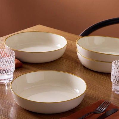 Argos Argos Home Mustard Rim 4 Piece Stoneware Pasta Bowls- Buy online at McGrocer