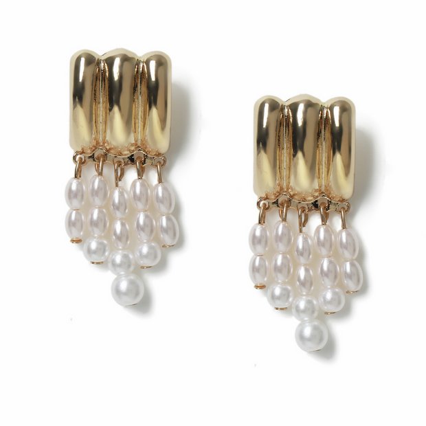 Freedom gold pearl waterfall drop earrings - British product