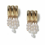 Freedom gold pearl waterfall drop earrings - British product