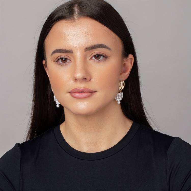 Freedom gold pearl waterfall drop earrings - British product