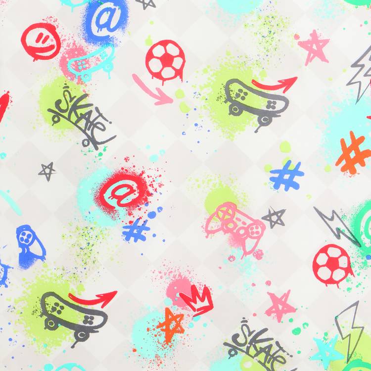 Argos Home Checkerboard Graffiti Kids Bedding Set Single, imported from the UK
