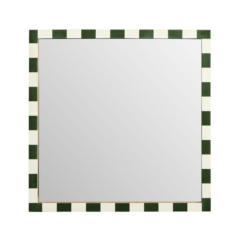 Habitat striped green resin wall mirror 51x51cm, imported from the UK