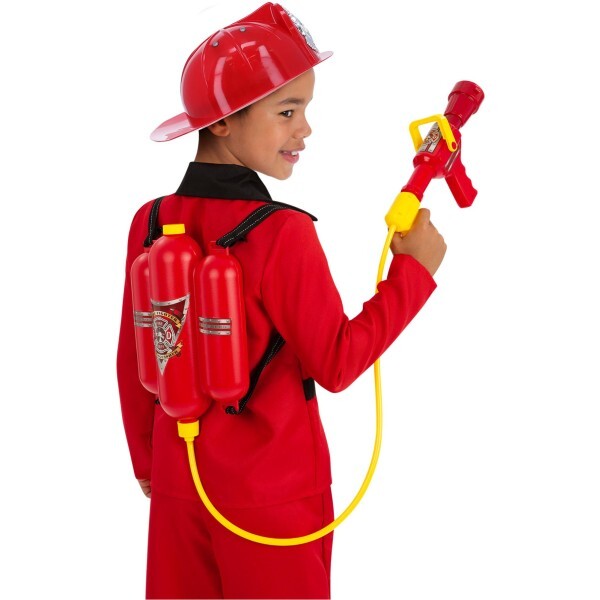 Smiffys Firefighter Super Soaker kit with hat and backpack, UK version