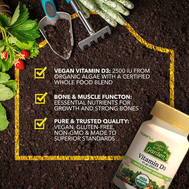 NaturesPlus Sol Garden organic vitamin D3 2500IU, imported from the UK