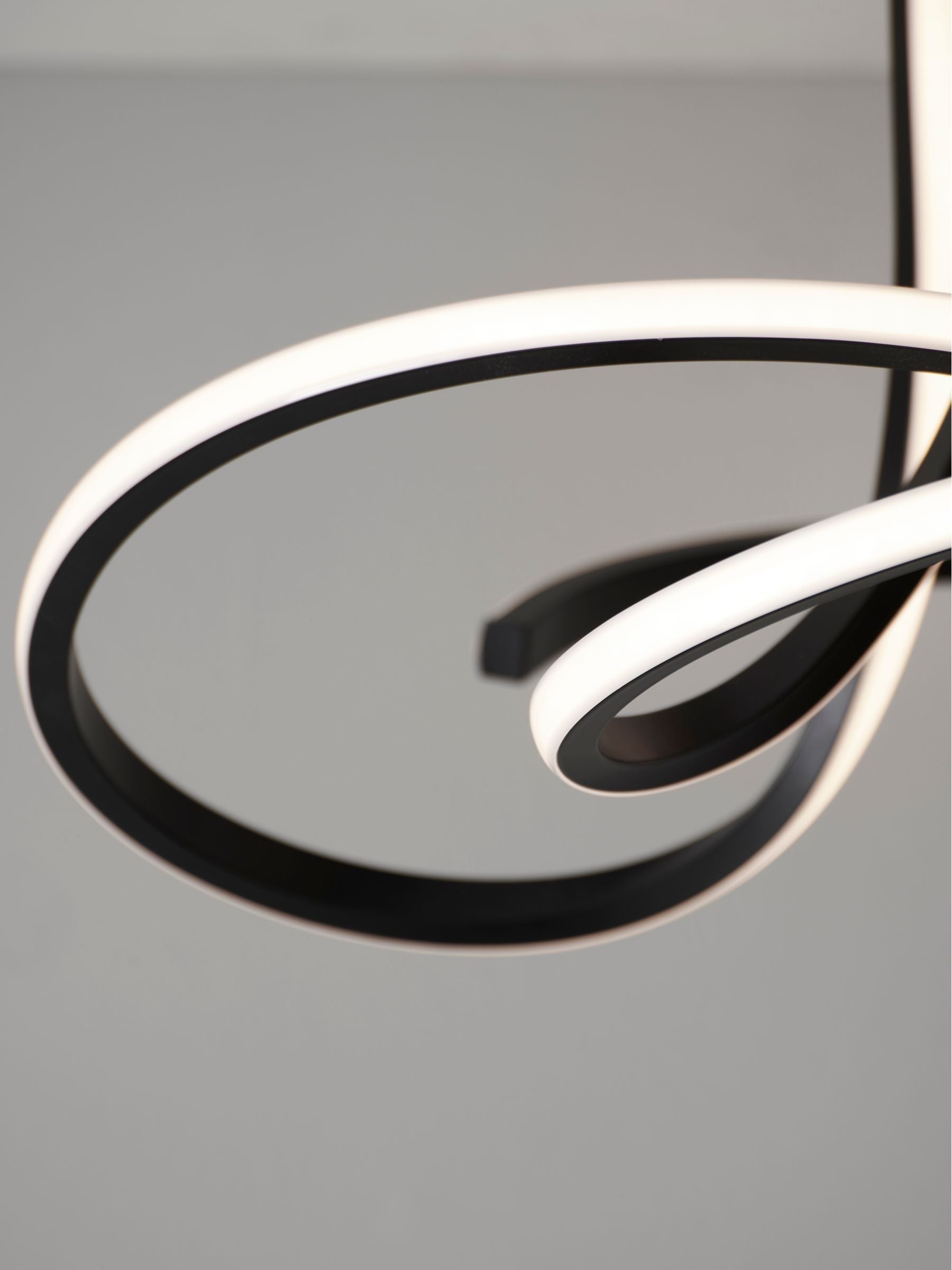 Black sculptural LED flush ceiling light - British product