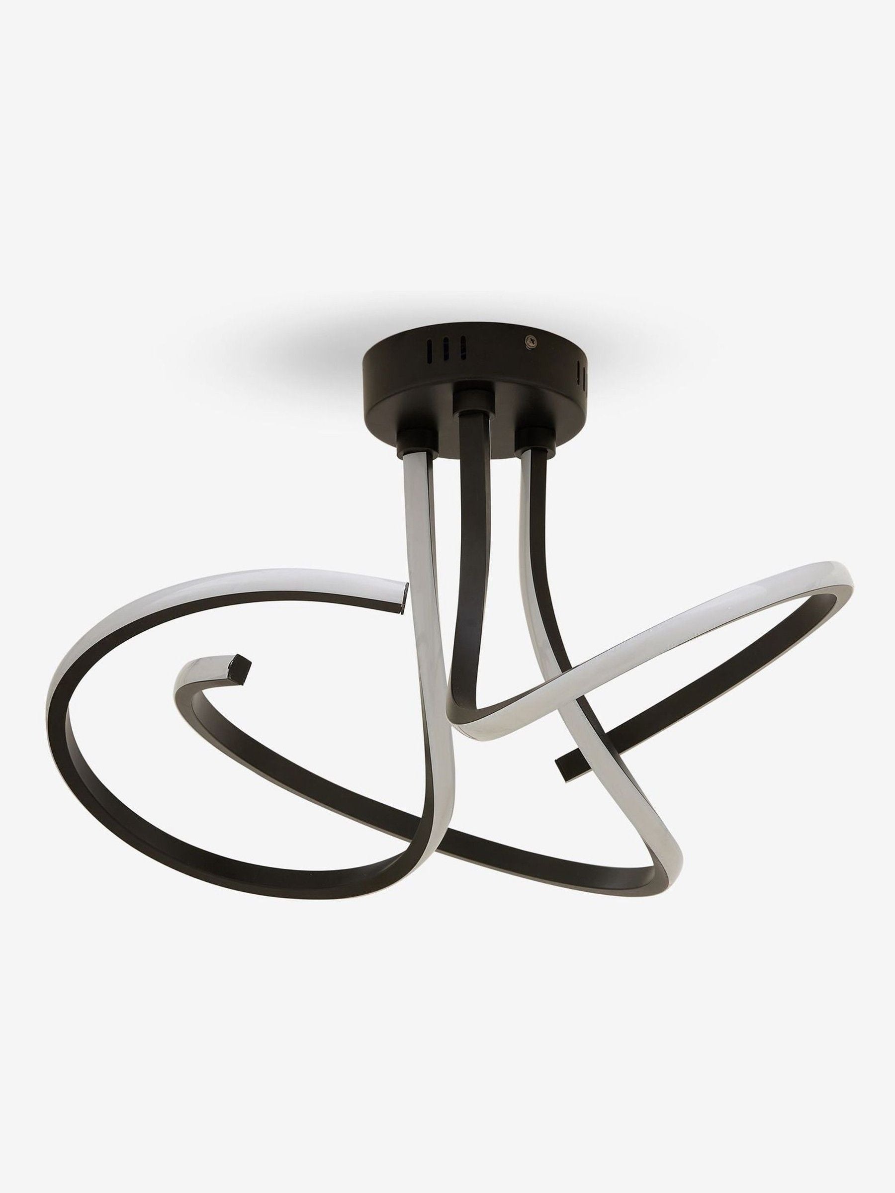 Black sculptural LED flush ceiling light - British product