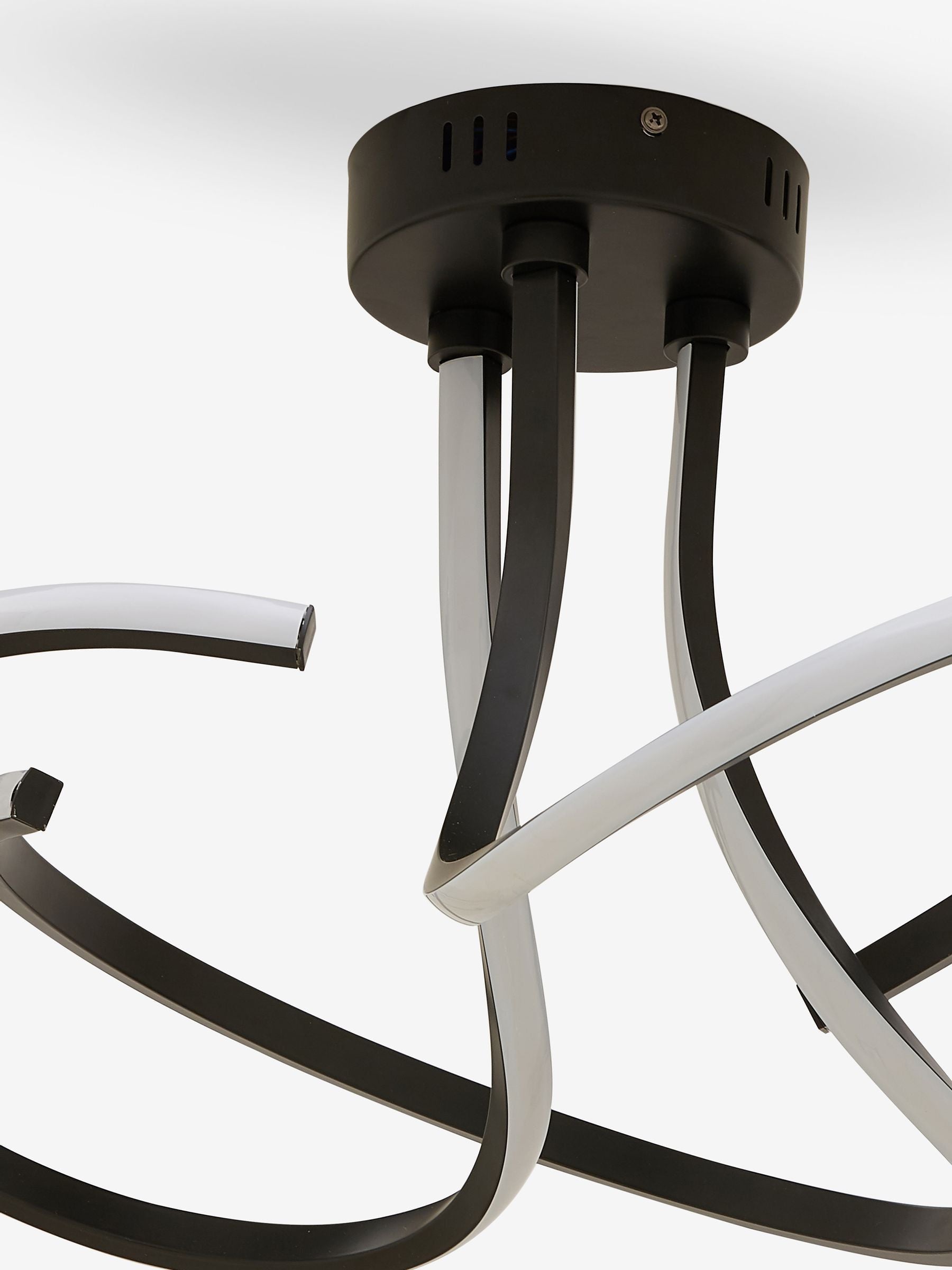 Black sculptural LED flush ceiling light - British product