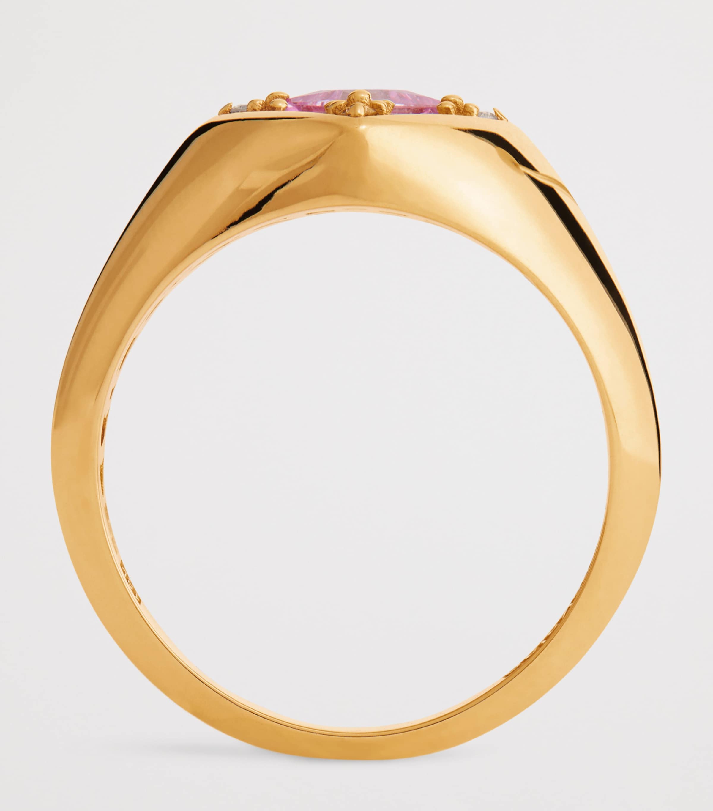 Suzanne Kalan rose gold pink sapphire diamond signet ring size 6 (British brand)