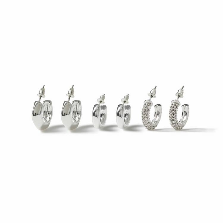 Freedom silver crystal hoop earring set 15mm, imported from the UK