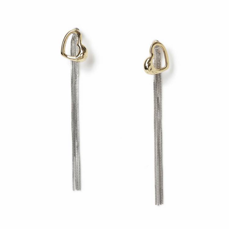 Freedom earrings gold-tone heart chain drop 50mm - British product