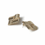Freedom gold-tone square ridged stud earrings 35mm, UK version
