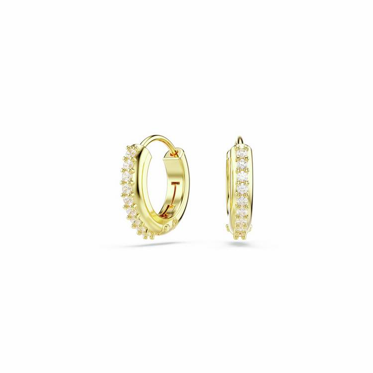 Swarovski gold-tone mini hoop earrings with crystal stones, UK version