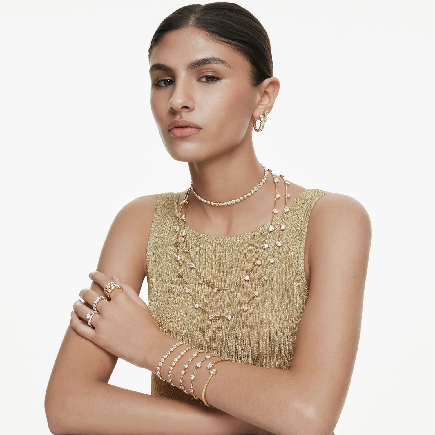 Swarovski gold-tone crystal tennis bracelet, imported from the UK