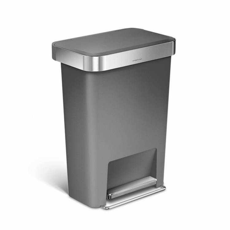 Simplehuman grey plastic pedal bin 45 litres (British brand)