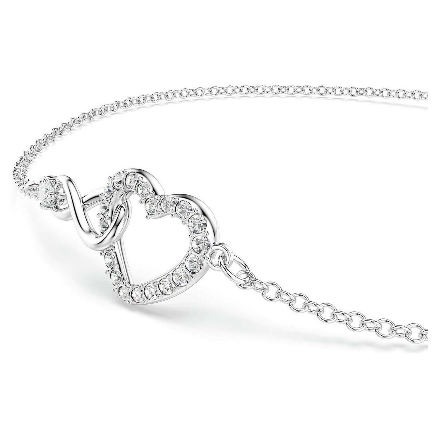 Swarovski infinity heart bracelet rhodium plated crystal, UK version